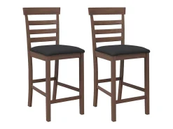 Taburetes de bar con cojines 2 uds madera maciza marrón caucho