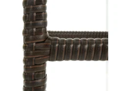 Taburetes de bar con cojines, juego de 2, marrón, resina tejida