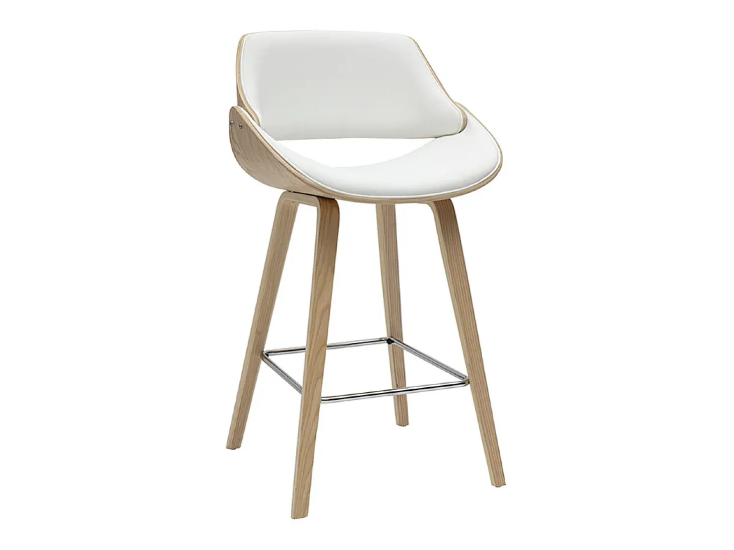 Taburetes de bar de diseño blancos y madera clara H70 cm (lote de 2) CLASH