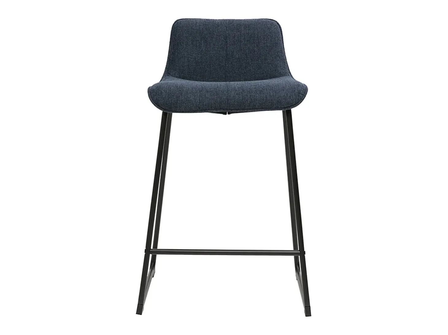 Taburetes de bar de tela con efecto terciopelo texturizado azul oscuro y metal H65 cm (juego de 2) BOOST