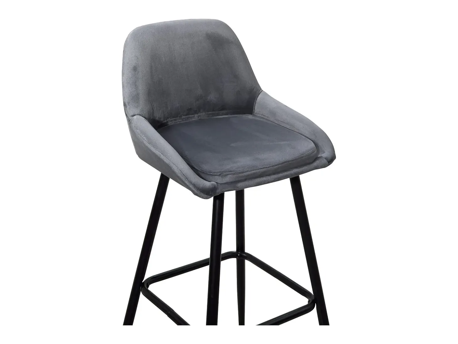 Taburetes de bar de terciopelo, lote de 2, patas de metal negro, altura del asiento 68 cm, MIRA (Gris)