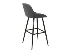 Taburetes de bar de terciopelo, lote de 2, patas de metal negro, altura del asiento 68 cm, MIRA (Gris)
