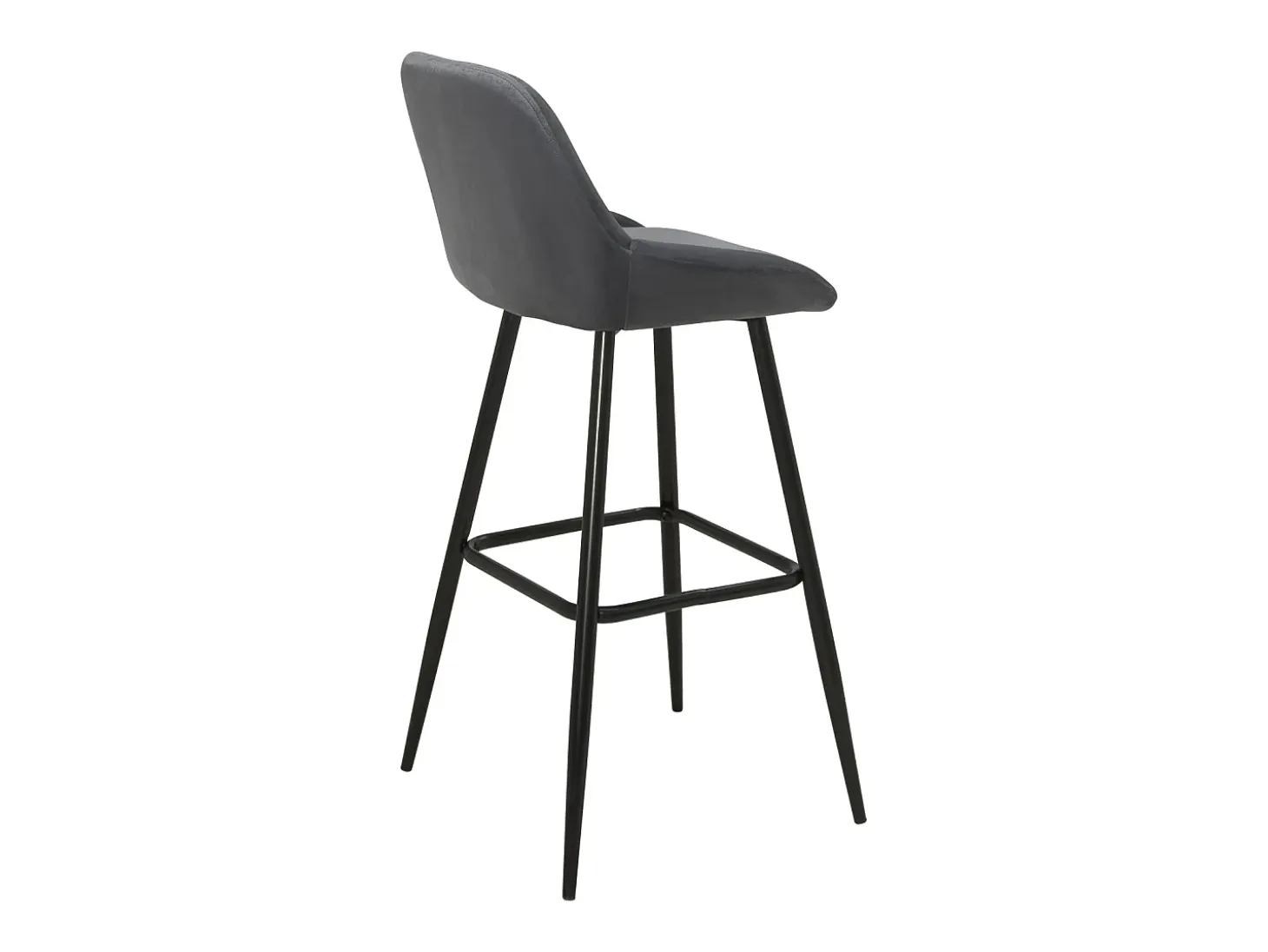 Taburetes de bar de terciopelo, lote de 2, patas de metal negro, altura del asiento 68 cm, MIRA (Gris)