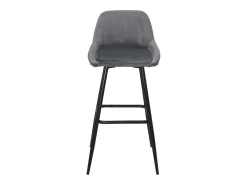 Taburetes de bar de terciopelo, lote de 2, patas de metal negro, altura del asiento 68 cm, MIRA (Gris)
