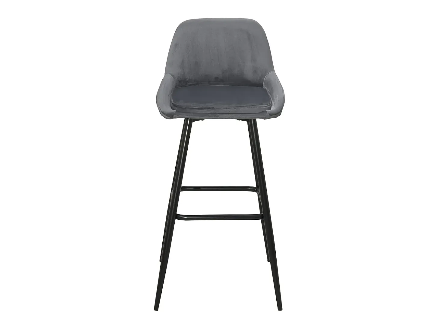 Taburetes de bar de terciopelo, lote de 2, patas de metal negro, altura del asiento 68 cm, MIRA (Gris)