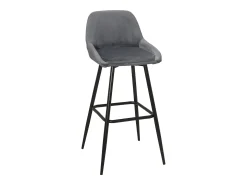 Taburetes de bar de terciopelo, lote de 2, patas de metal negro, altura del asiento 68 cm, MIRA (Gris)
