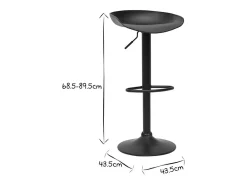 Taburetes de bar regulables modernos negros A65 cm (lote de 2) PEBBLE