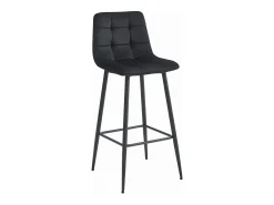 Taburetes de bar Valora TEOTO de terciopelo negro con patas de acero negro x4