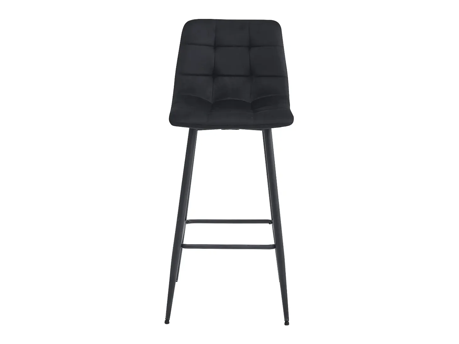 Taburetes de bar Valora TEOTO de terciopelo negro con patas de acero negro x4