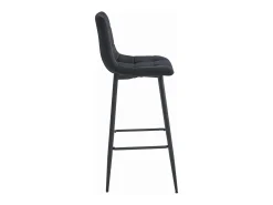 Taburetes de bar Valora TEOTO de terciopelo negro con patas de acero negro x3