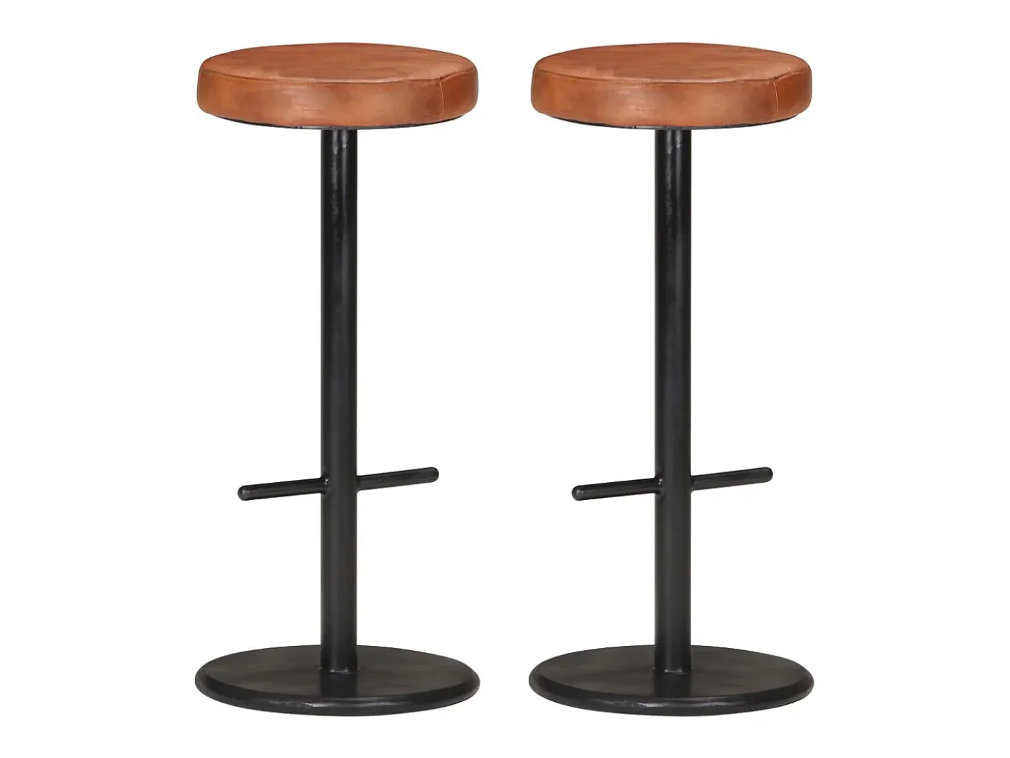 Taburetes de barra de cocina 2 uds cuero auténtico marrón