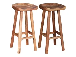 Taburetes de barra de cocina 2 unidades madera maciza de acacia