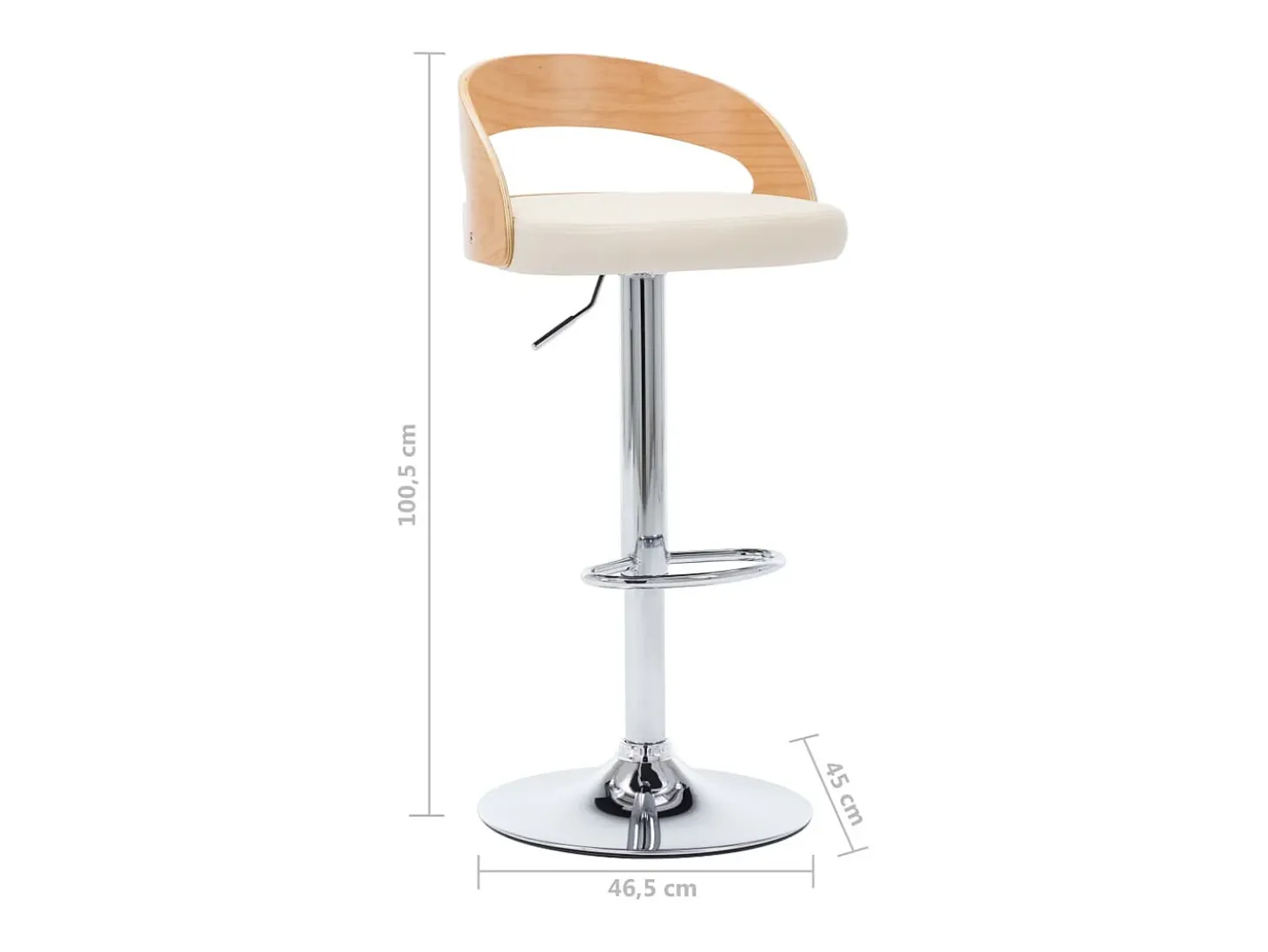 Taburetes de cocina 2 uds cuero sintético madera curvada crema