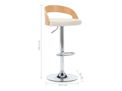Taburetes de cocina 2 uds cuero sintético madera curvada crema