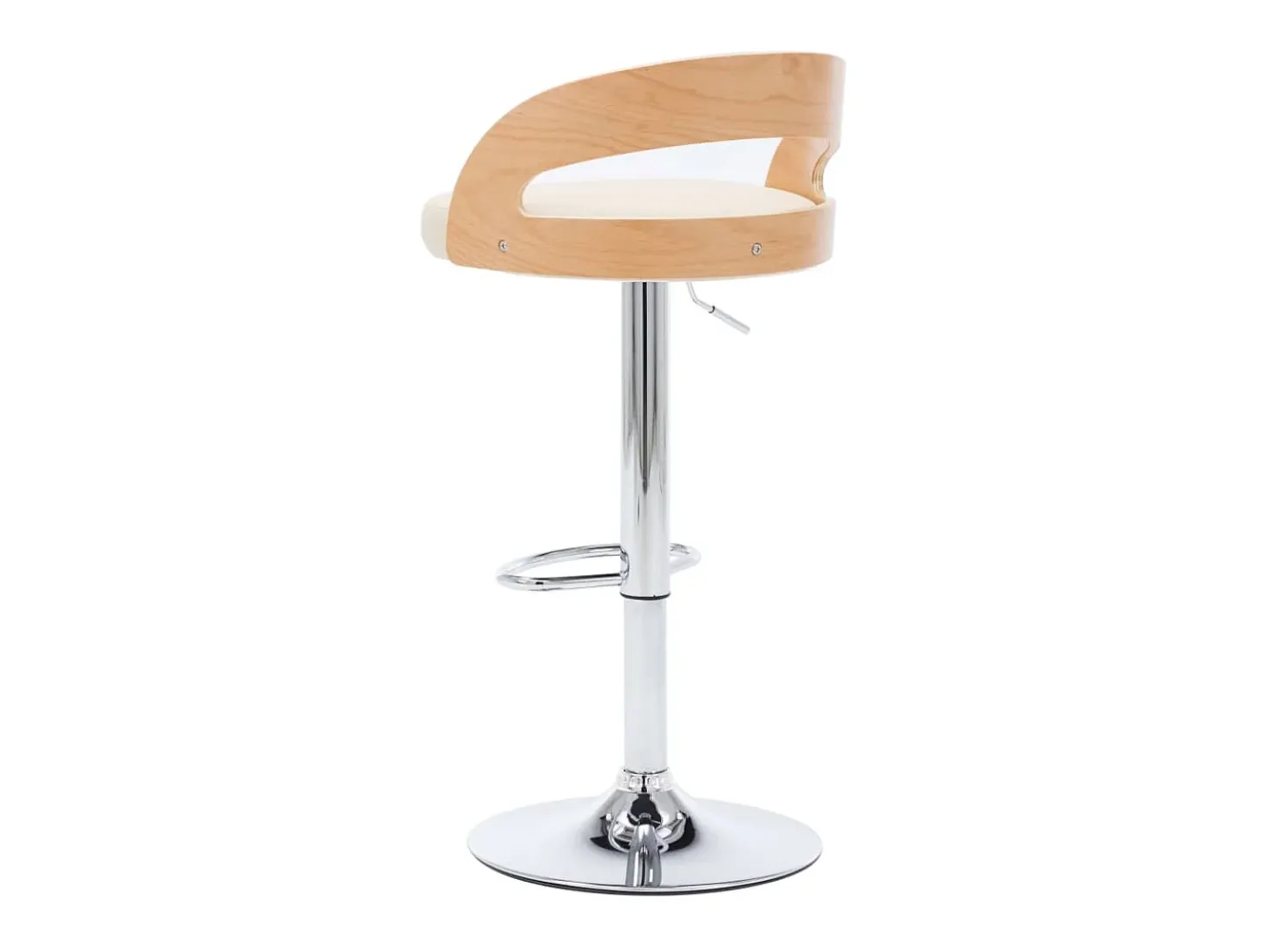 Taburetes de cocina 2 uds cuero sintético madera curvada crema