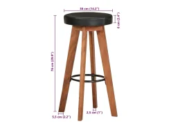 Taburetes de cocina 2 uds cuero auténtico madera maciza acacia