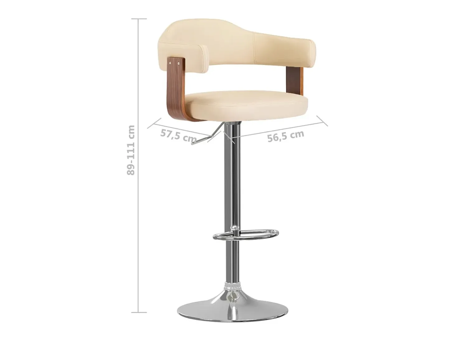 Taburetes de cocina 2 uds cuero sintético madera curvada crema