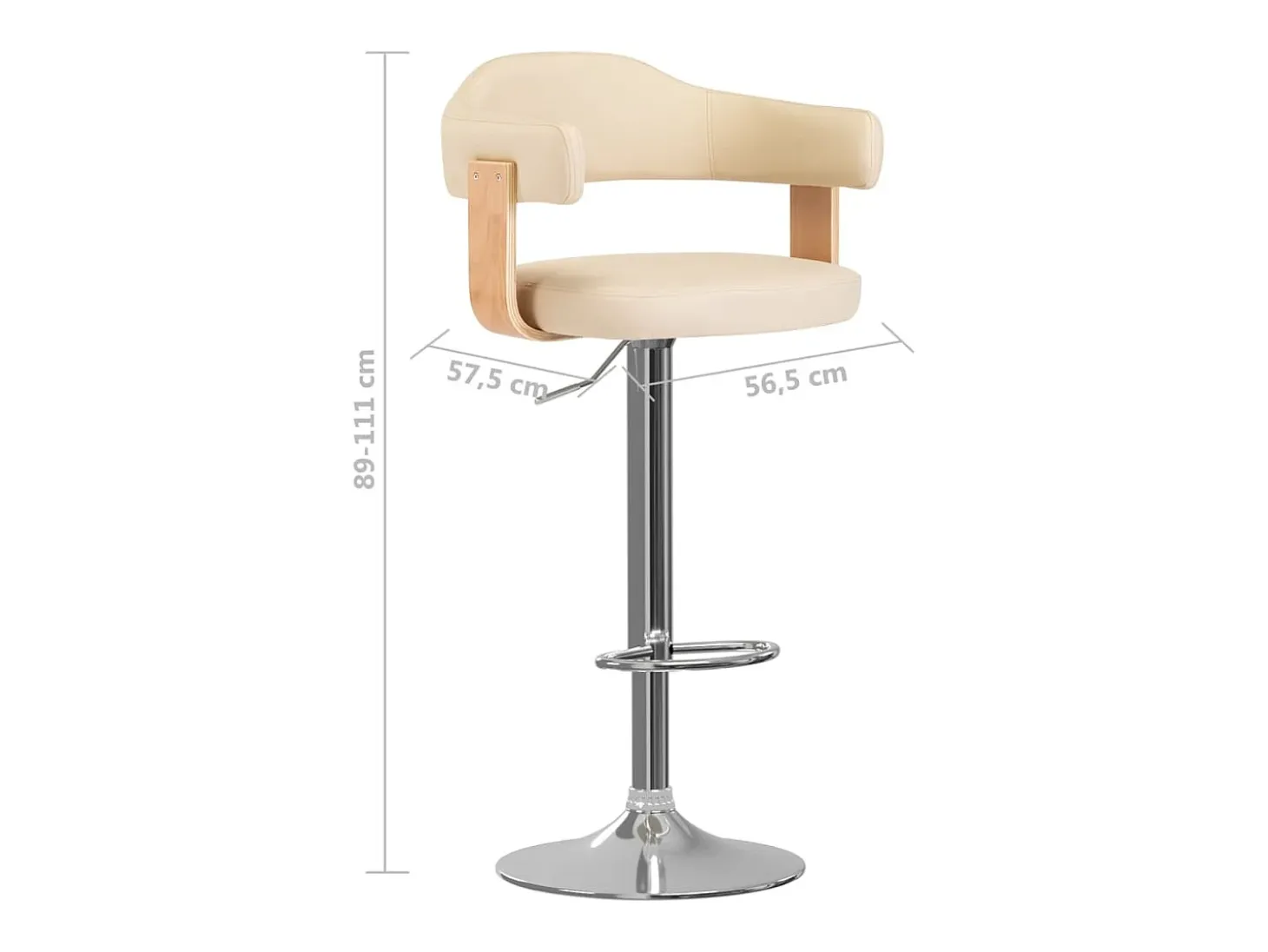 Taburetes de cocina 2 uds cuero sintético madera curvada crema