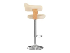 Taburetes de cocina 2 uds cuero sintético madera curvada crema