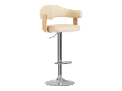 Taburetes de cocina 2 uds cuero sintético madera curvada crema