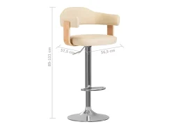 Taburetes de cocina 2 uds cuero sintético madera curvada crema