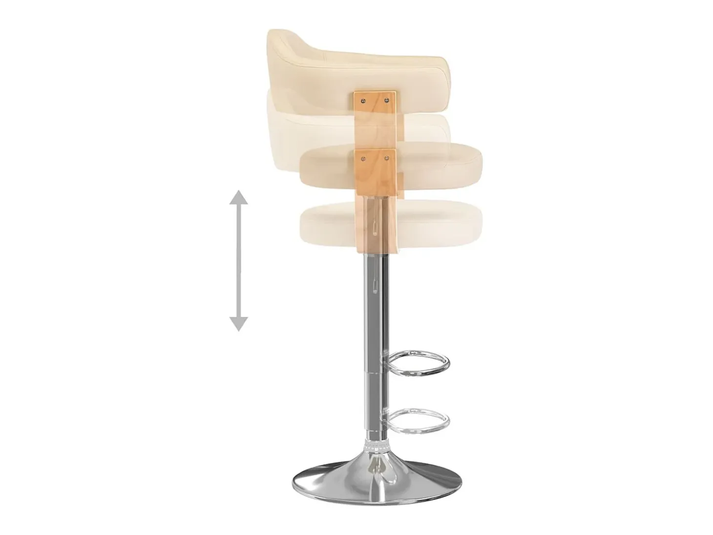 Taburetes de cocina 2 uds cuero sintético madera curvada crema