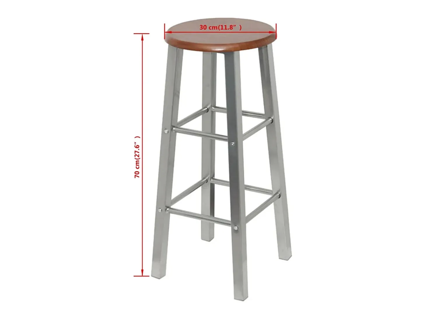 Taburetes de cocina 2 unidades de acero con asiento MDF