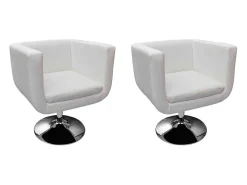 Taburetes de cocina 2 unidades cuero artificial blanco