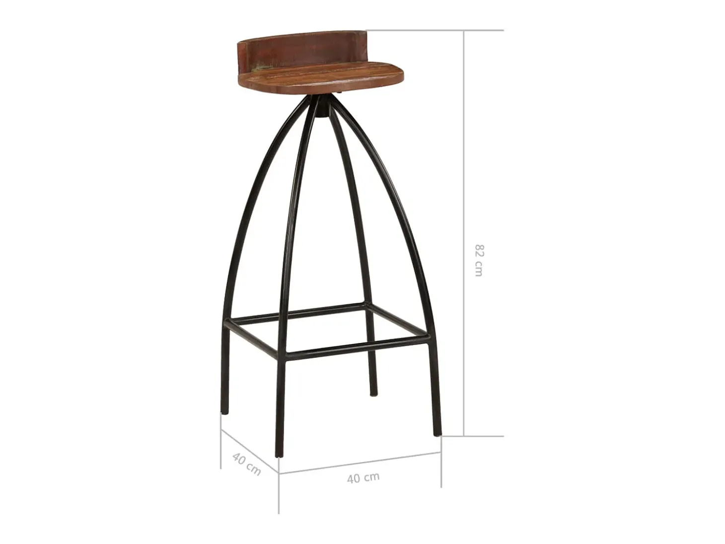 Taburetes de cocina 2 unidades madera maciza reciclada