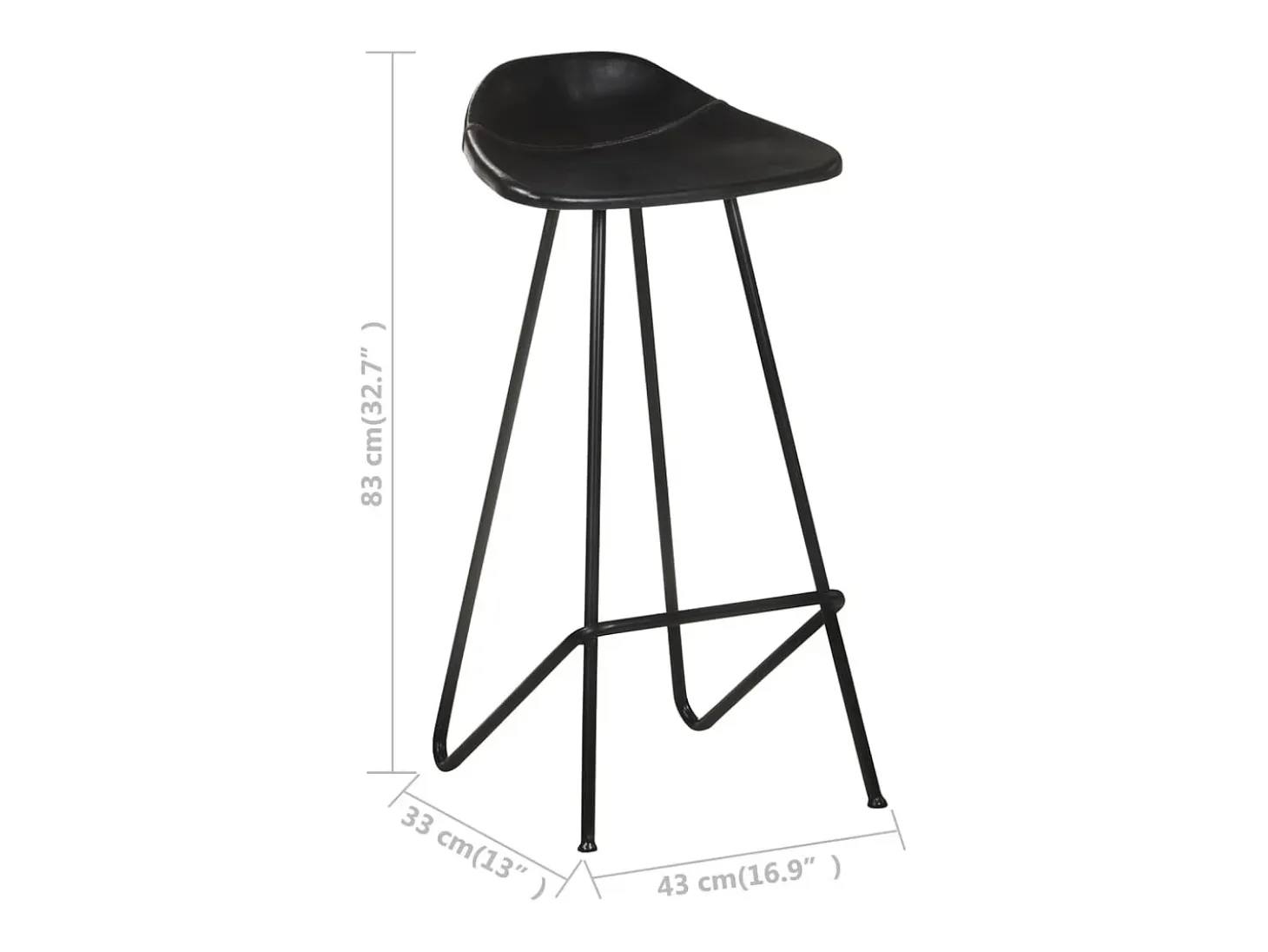 Taburetes de cocina 4 unidades cuero auténtico negro