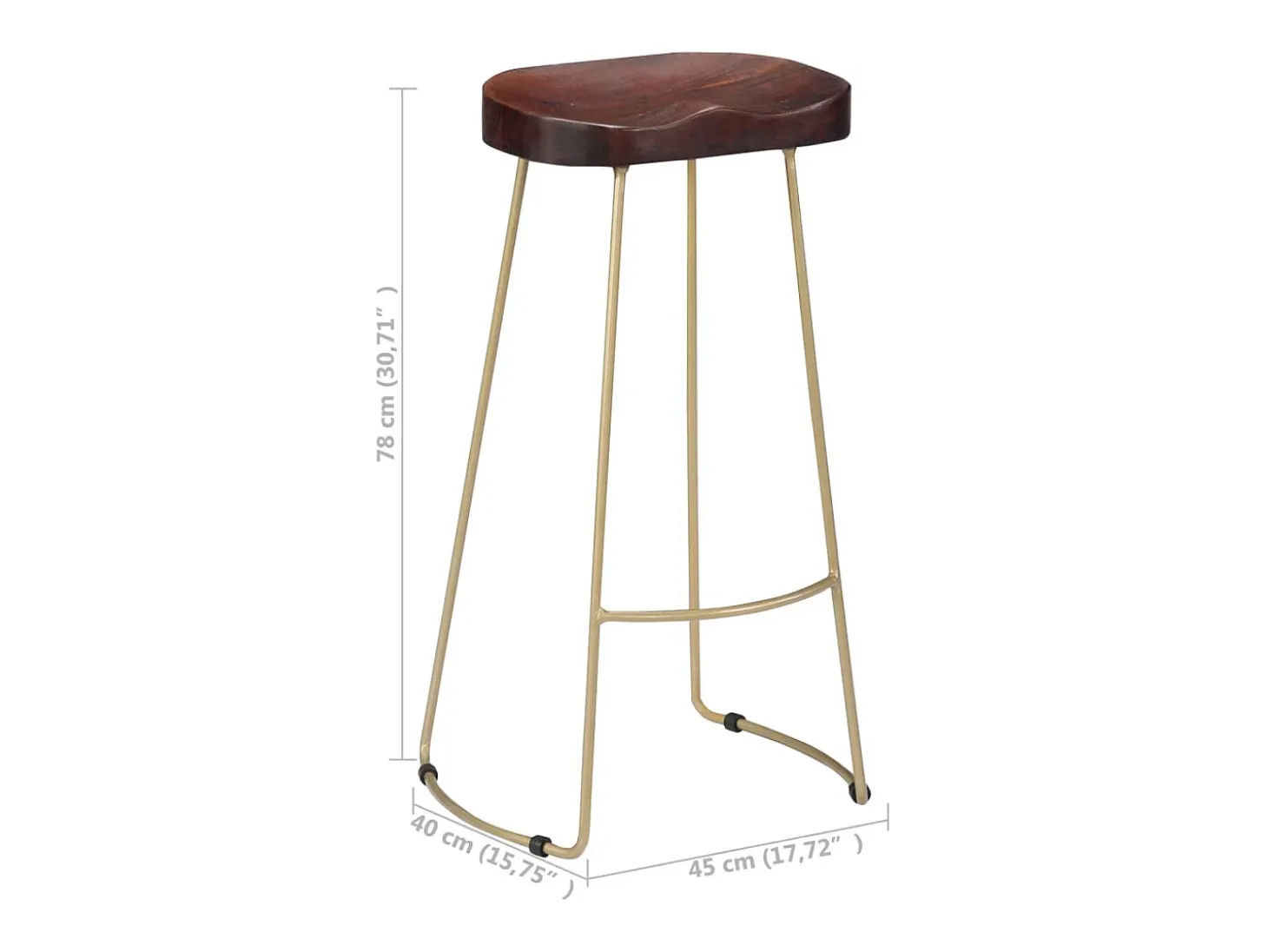 Taburetes de cocina gavin 2 unidades madera maciza de mango