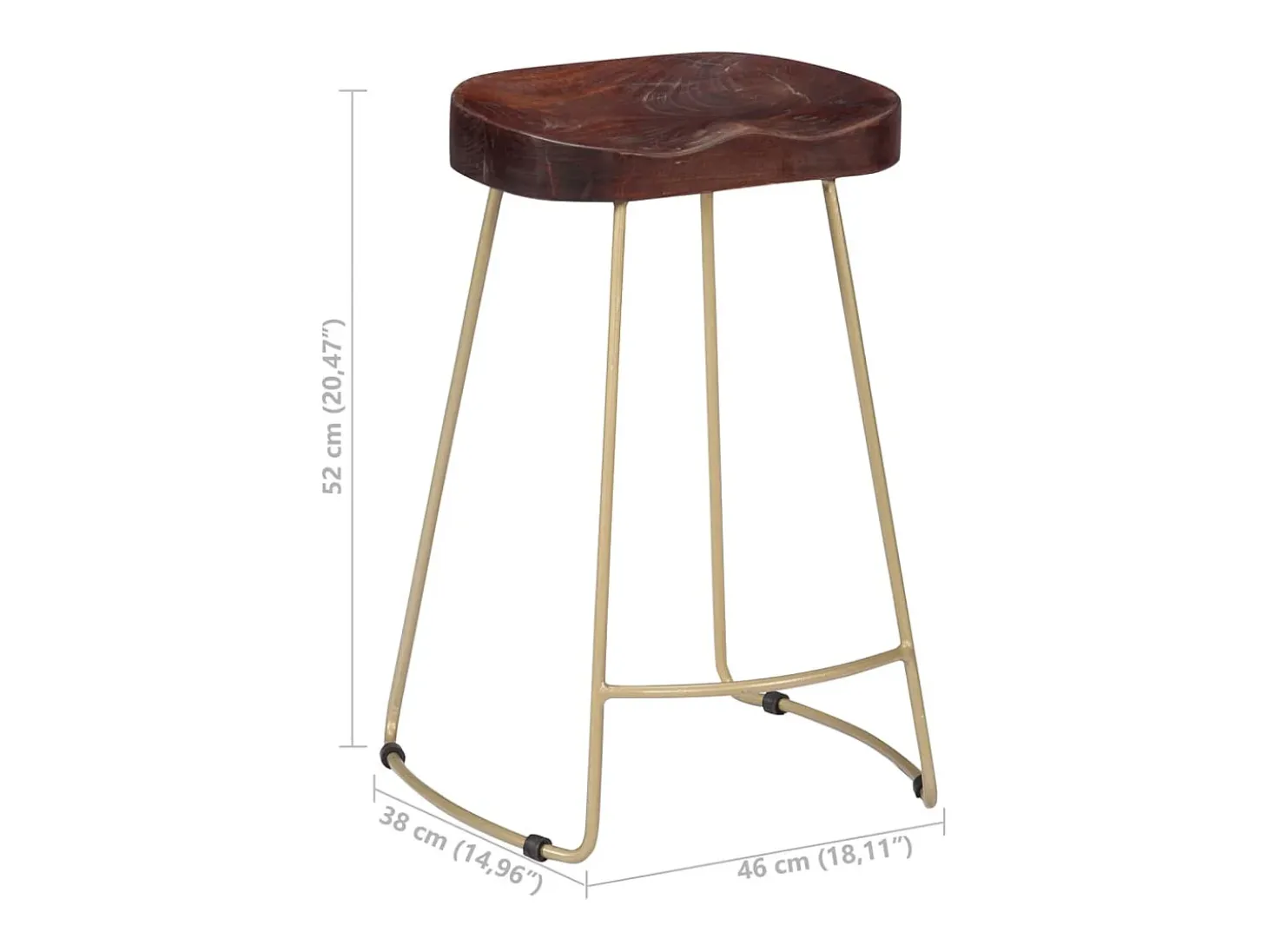 Taburetes de cocina gavin 2 unidades madera maciza de mango