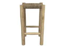 Taburetes para isla de cocina de junco de mar y teca 65 cm - Jovan