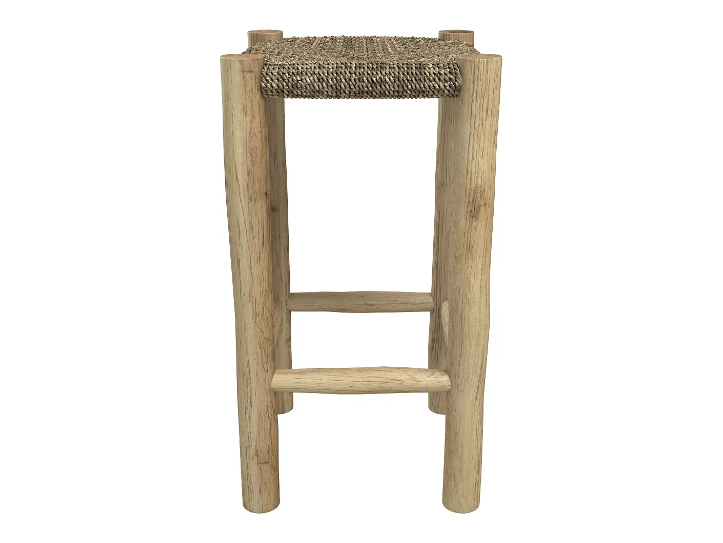 Taburetes para isla de cocina de junco de mar y teca 65 cm - Jovan