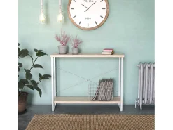 Taline Mueble Recibidor Estrecho para la Entrada o el Pasillo, Mesa Consola, Blanco, 80x30x100cm