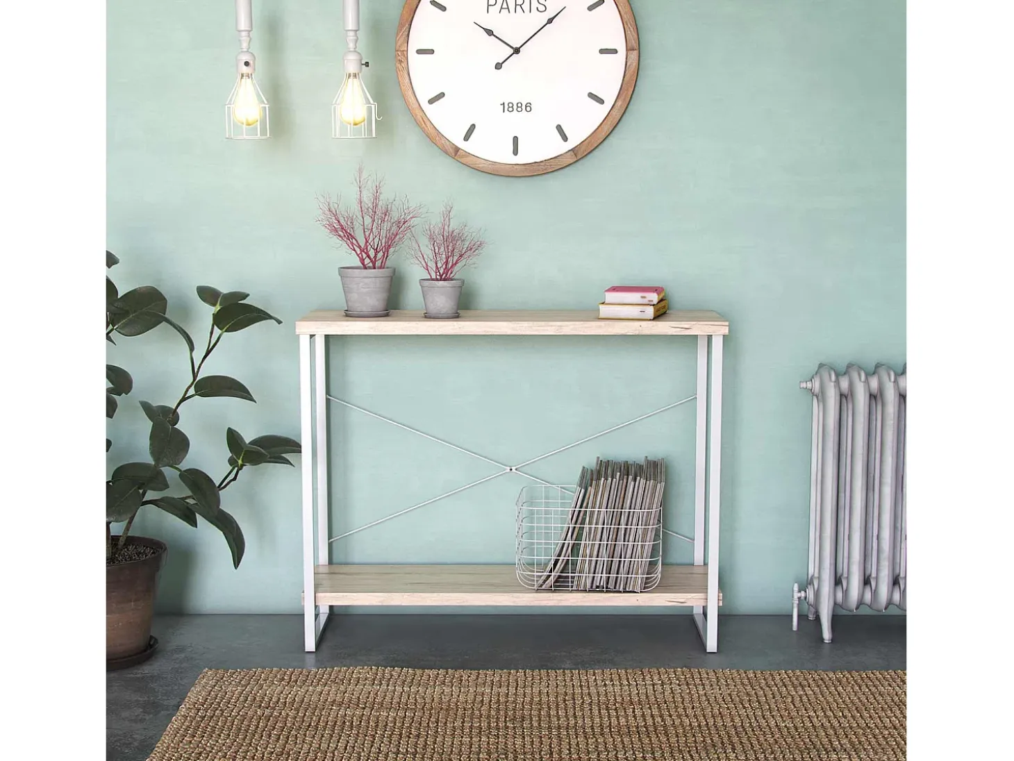 Taline Mueble Recibidor Estrecho para la Entrada o el Pasillo, Mesa Consola, Blanco, 80x30x100cm