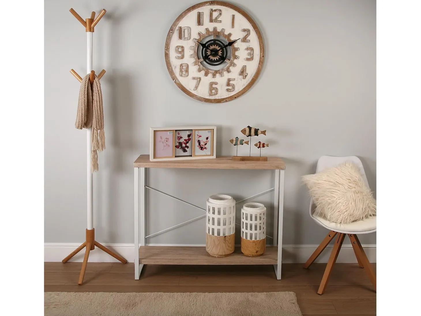 Taline Mueble Recibidor Estrecho para la Entrada o el Pasillo, Mesa Consola, Blanco, 80x30x100cm