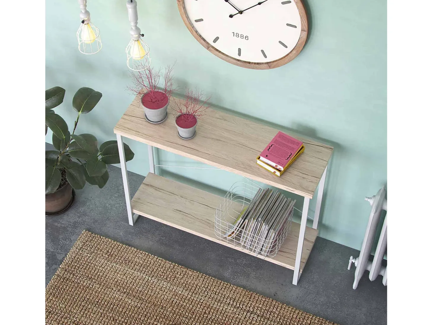 Taline Mueble Recibidor Estrecho para la Entrada o el Pasillo, Mesa Consola, Blanco, 80x30x100cm