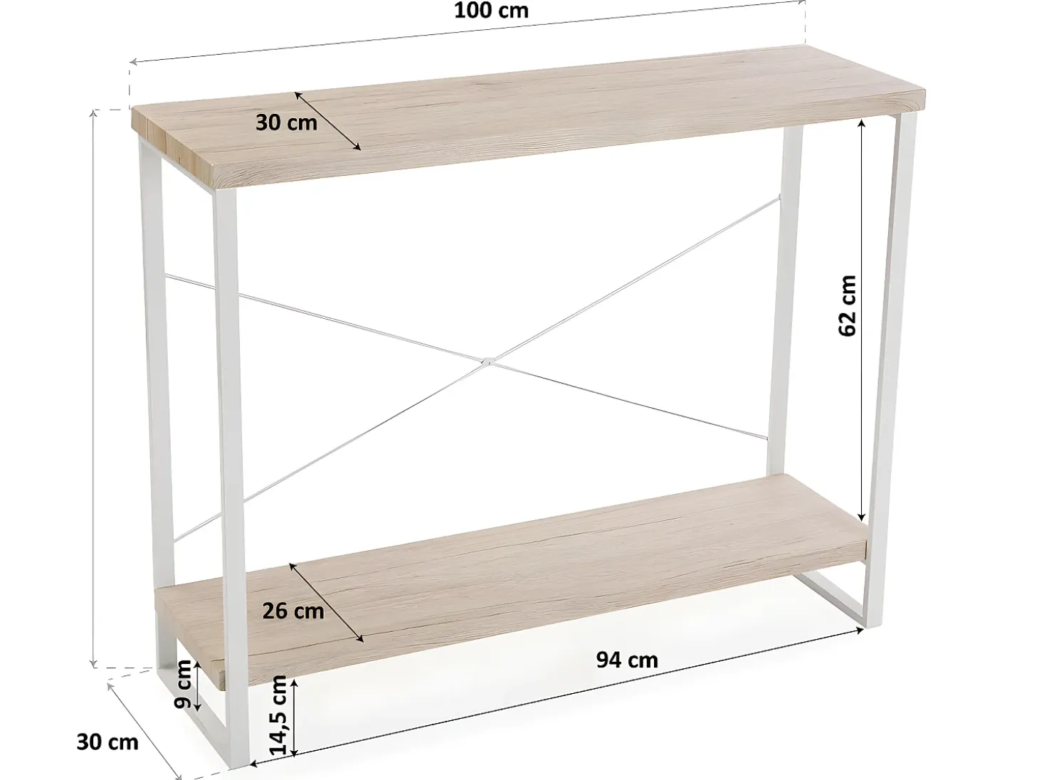 Taline Mueble Recibidor Estrecho para la Entrada o el Pasillo, Mesa Consola, Blanco, 80x30x100cm