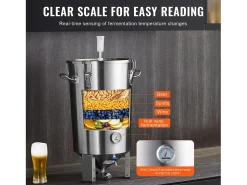 Tanque de Elaboración de Cerveza, SucceBuy Kit de Tanque de Acero Inoxidable de 30 L para Elaboración Casera de Cerveza con Fermentador de Cerveza