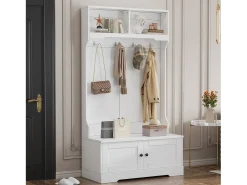 Taquilla blanca con 2 puertas y 4 ganchos, de aglomerado, estilo minimalista.