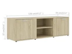 Teodoro Giuseppe Mueble de TV madera contrachapada color roble 120x34x37 cm