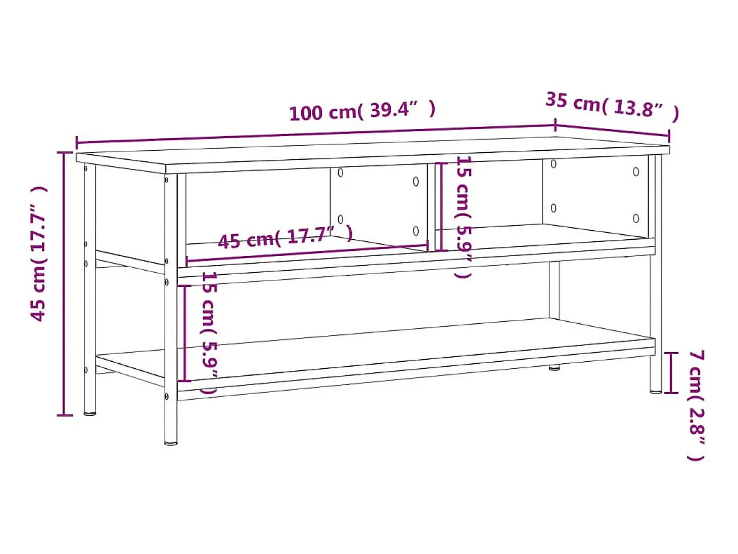 Thilda Mueble de TV madera contrachapada gris Sonoma 100x35x45 cm