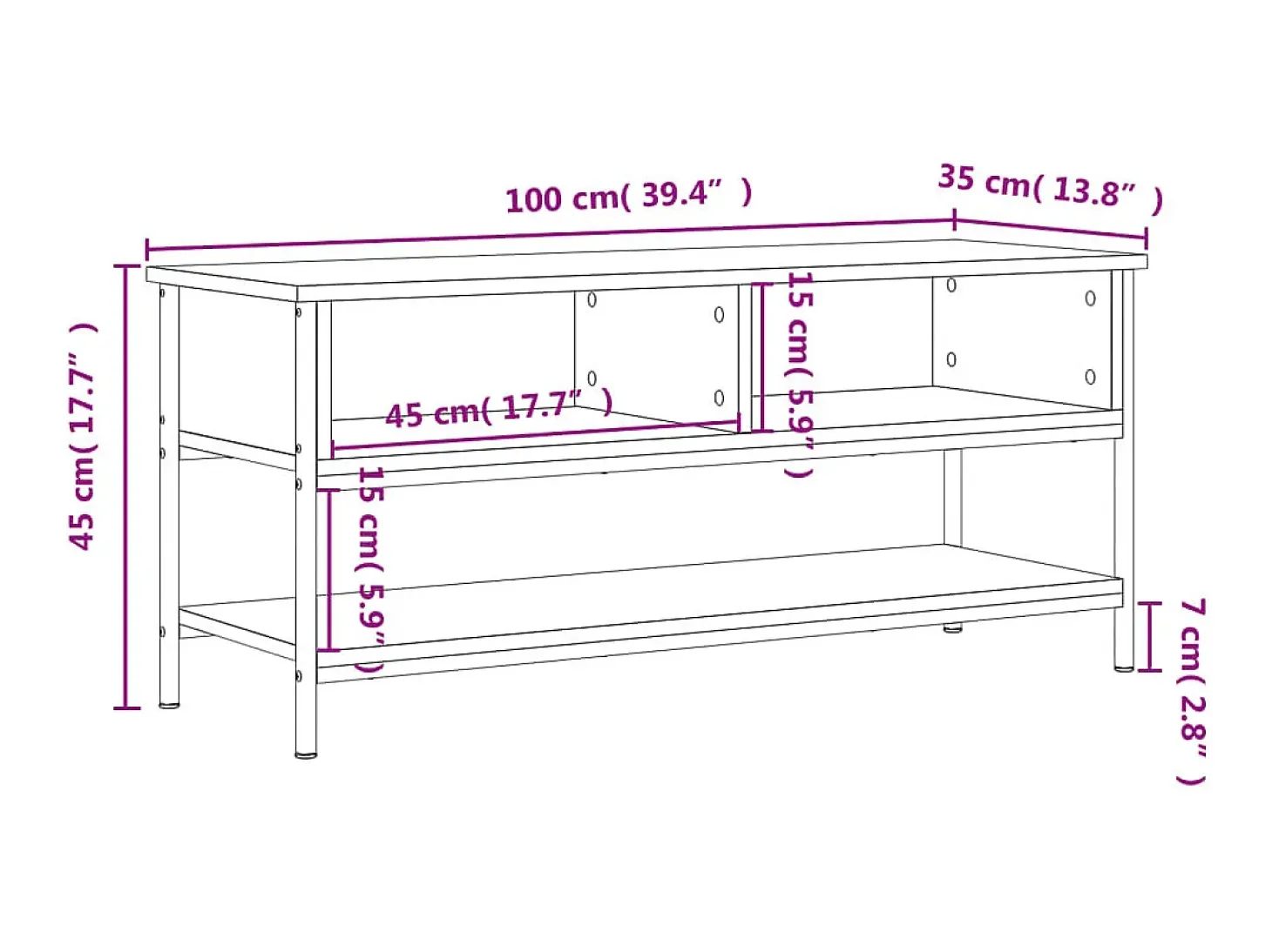 Thilda Mueble de TV roble Sonoma 100x35x45 cm madera de ingeniería