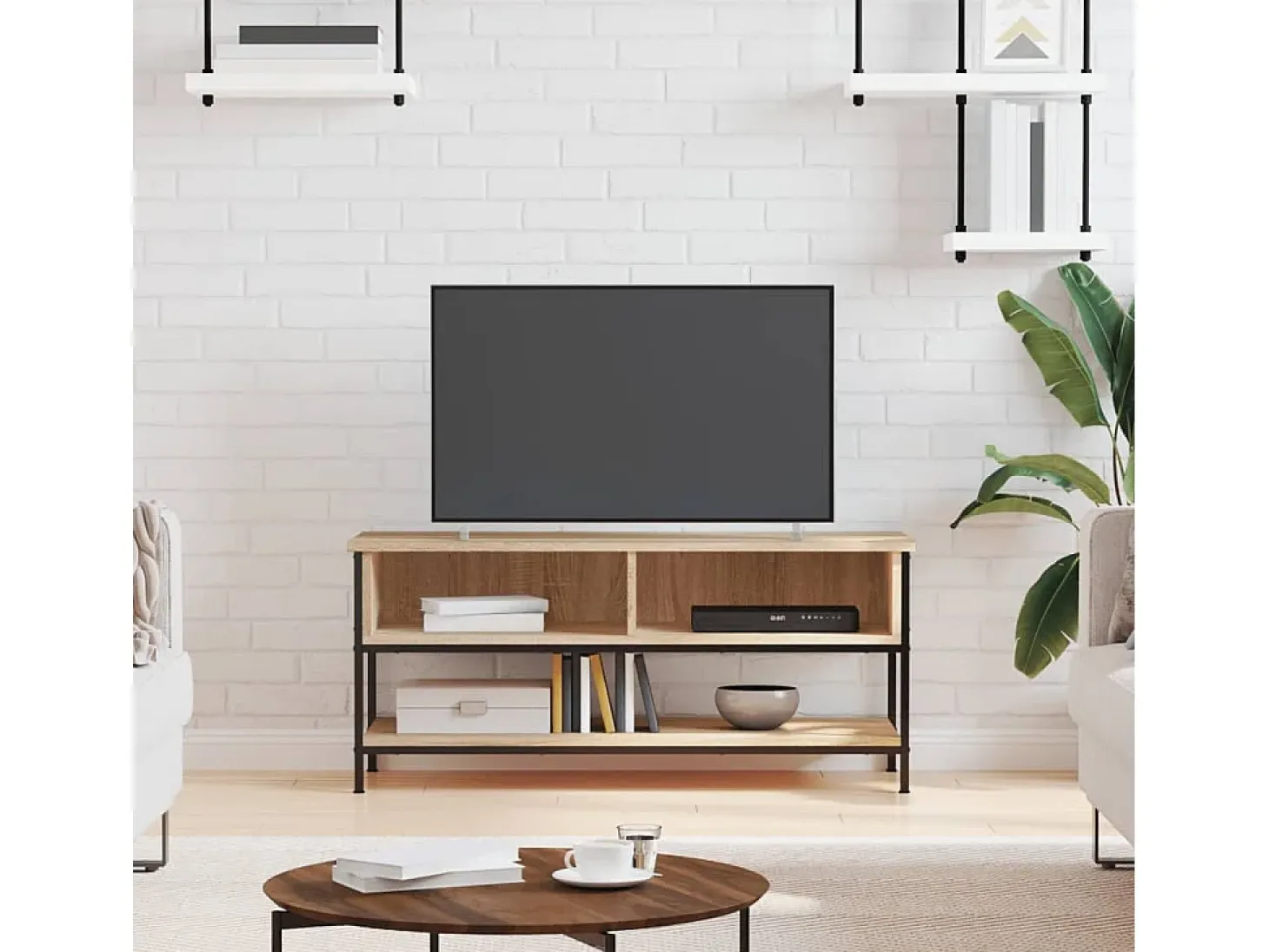 Thilda Mueble de TV roble Sonoma 100x35x45 cm madera de ingeniería