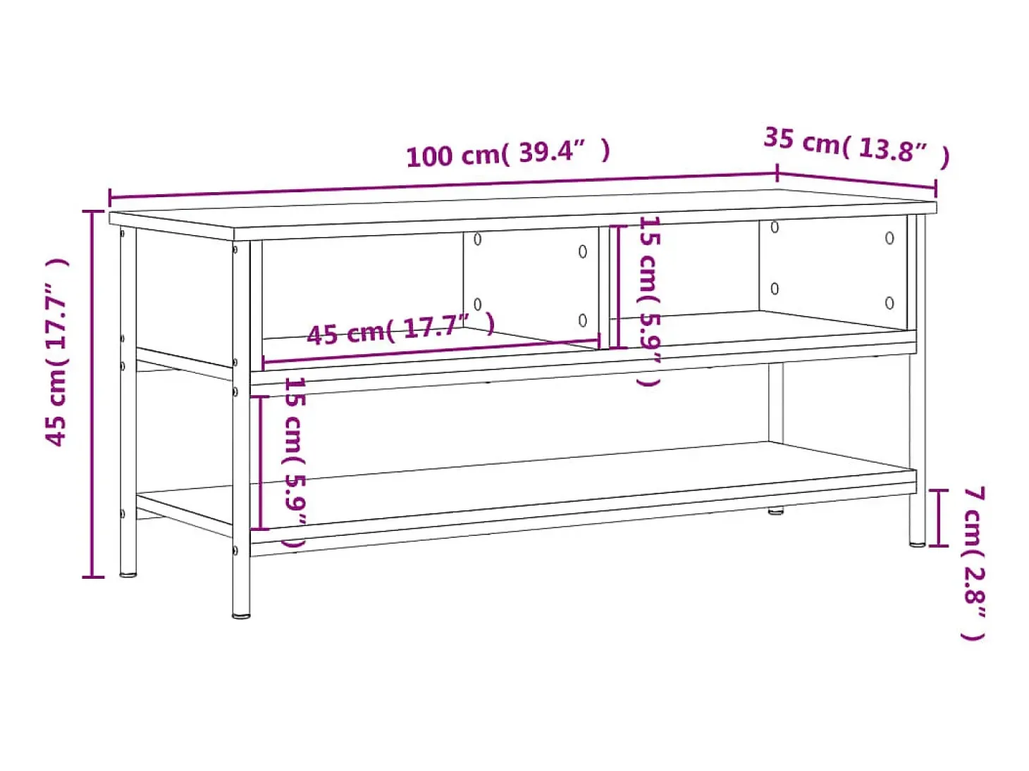 Thilda Mueble de TV roble Sonoma 100x35x45 cm madera de ingeniería