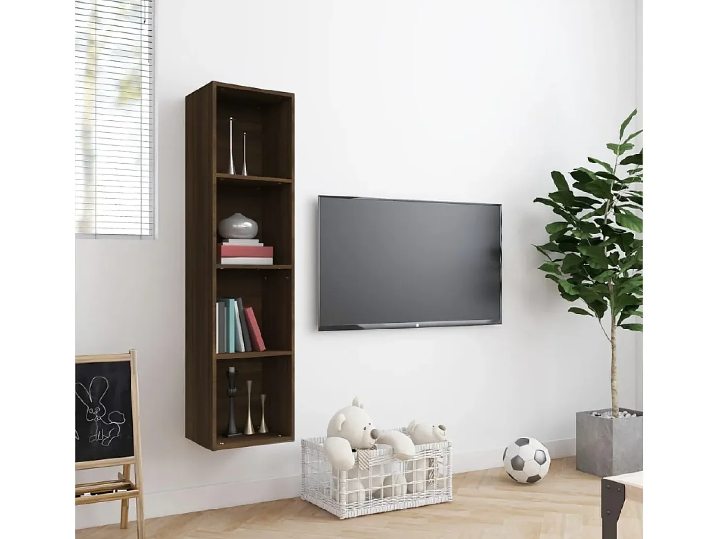 Thorben Estantería/mueble de TV madera roble marrón 143x30x36 cm