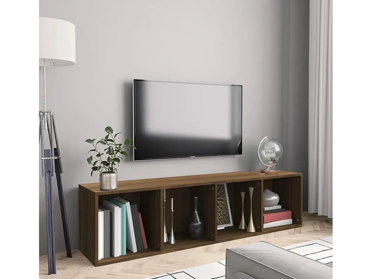Thorben Estantería/mueble de TV madera roble marrón 143x30x36 cm