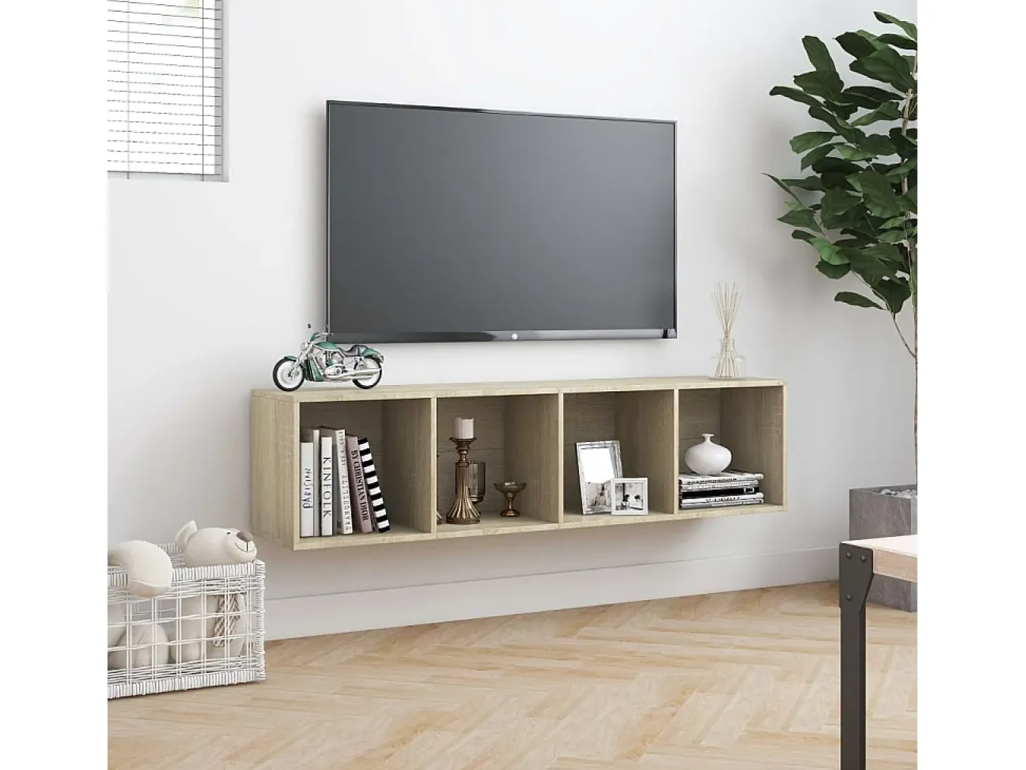 Thorben Estantería/mueble de TV roble Sonoma 143x30x36 cm