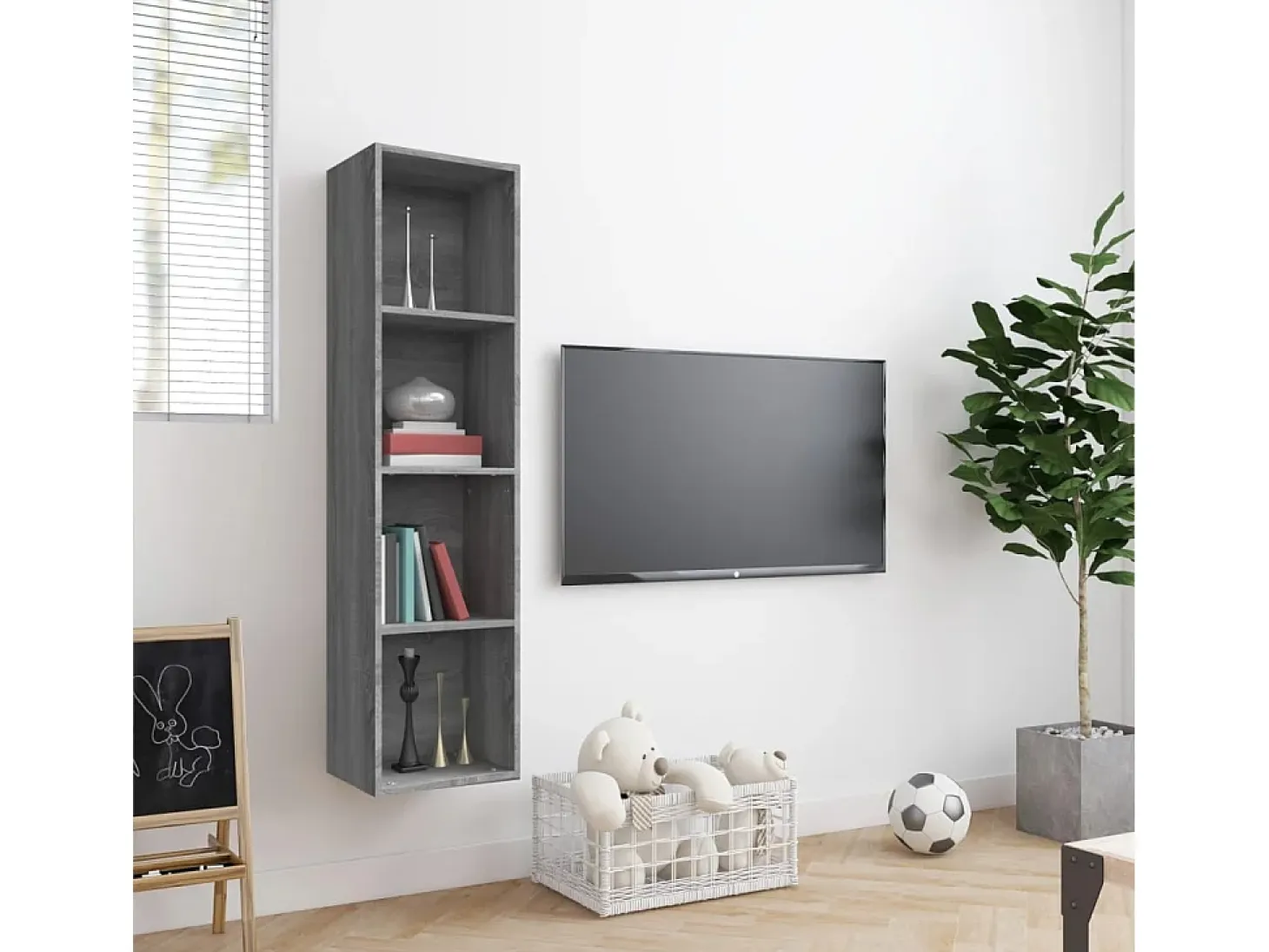 Thorben Estantería/mueble de TV madera gris Sonoma 143x30x36 cm